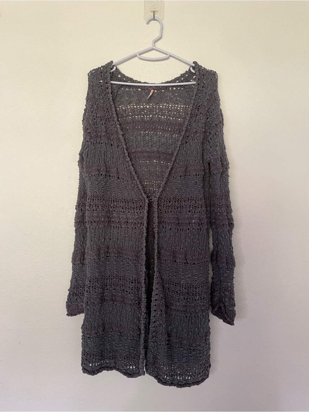 Cotton blend knitted maxi cardigan